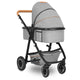 Carucior 3 in 1 Lionelo Amber, Cadru din aluminiu, Landou confortabil, Scaun auto testat ADAC, Accesorii incluse, Geanta parinti, pana la 22 kg, Certificat EN1888, Gri Deschis