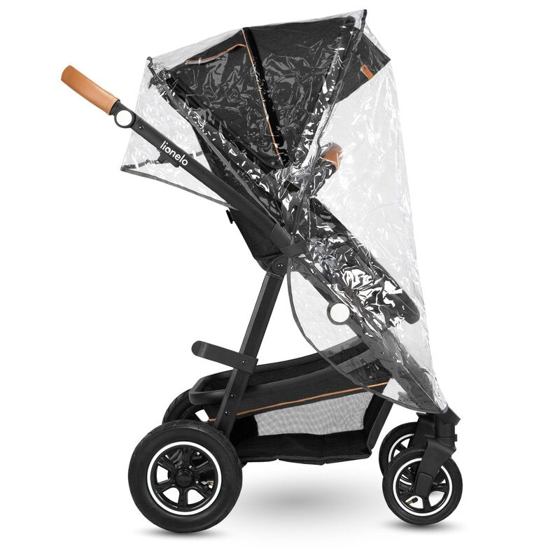 Carucior 3 in 1, Lionelo, Amber, Cadru aluminiu, Cu landou intarit si salteluta moale, Cu scoica auto testata ADAC, Reversibil, Cu accesorii, Geanta parinti, Pana la 22 kg, Gri Inchis