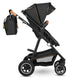 Carucior 3 in 1, Lionelo, Amber, Cadru aluminiu, Cu landou intarit si salteluta moale, Cu scoica auto testata ADAC, Reversibil, Cu accesorii, Geanta parinti, Pana la 22 kg, Gri Inchis