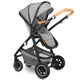 Carucior 3 in 1 Lionelo Amber, Cadru din aluminiu, Landou confortabil, Scaun auto testat ADAC, Accesorii incluse, Geanta parinti, pana la 22 kg, Certificat EN1888, Gri Deschis