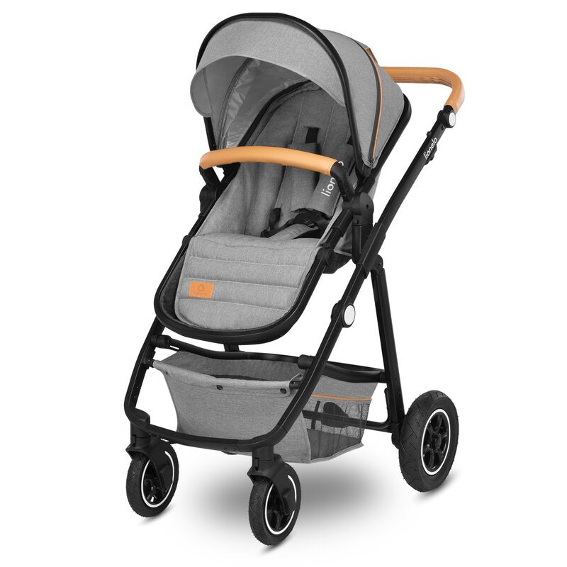 Carucior 3 in 1 Lionelo Amber, Cadru din aluminiu, Landou confortabil, Scaun auto testat ADAC, Accesorii incluse, Geanta parinti, pana la 22 kg, Certificat EN1888, Gri Deschis - gogobaby.ro