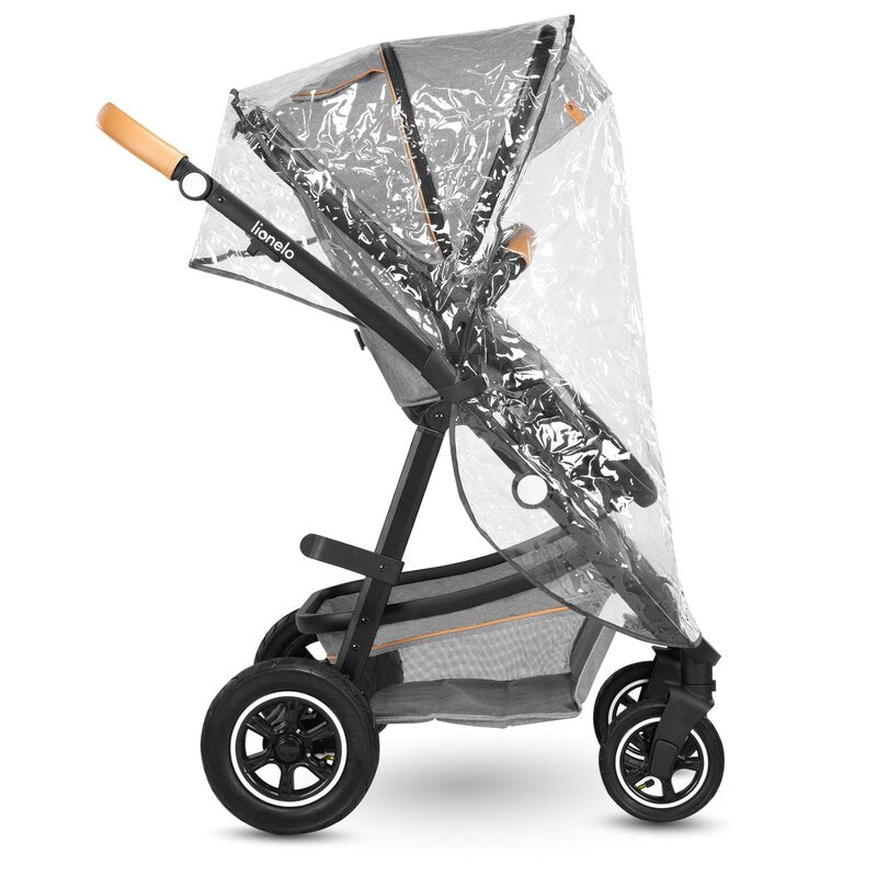 Carucior 3 in 1 Lionelo Amber, Cadru din aluminiu, Landou confortabil, Scaun auto testat ADAC, Accesorii incluse, Geanta parinti, pana la 22 kg, Certificat EN1888, Gri Deschis - gogobaby.ro