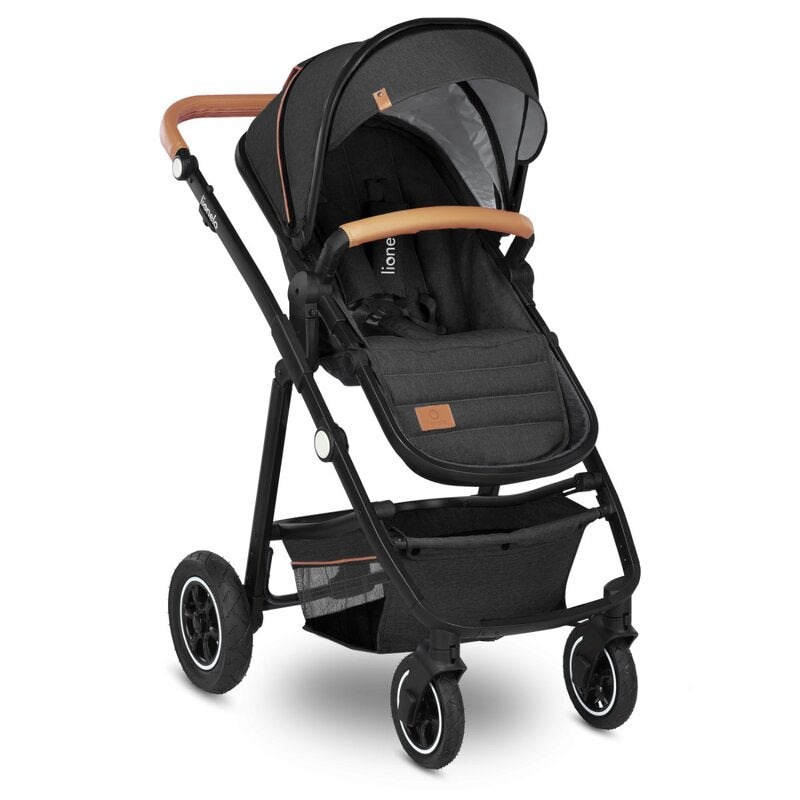 Carucior 3 in 1, Lionelo, Amber, Cadru aluminiu, Cu landou intarit si salteluta moale, Cu scoica auto testata ADAC, Reversibil, Cu accesorii, Geanta parinti, Pana la 22 kg, Gri Inchis - gogobaby.ro