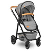 Carucior 3 in 1 Lionelo Amber, Cadru din aluminiu, Landou confortabil, Scaun auto testat ADAC, Accesorii incluse, Geanta parinti, pana la 22 kg, Certificat EN1888, Gri Deschis