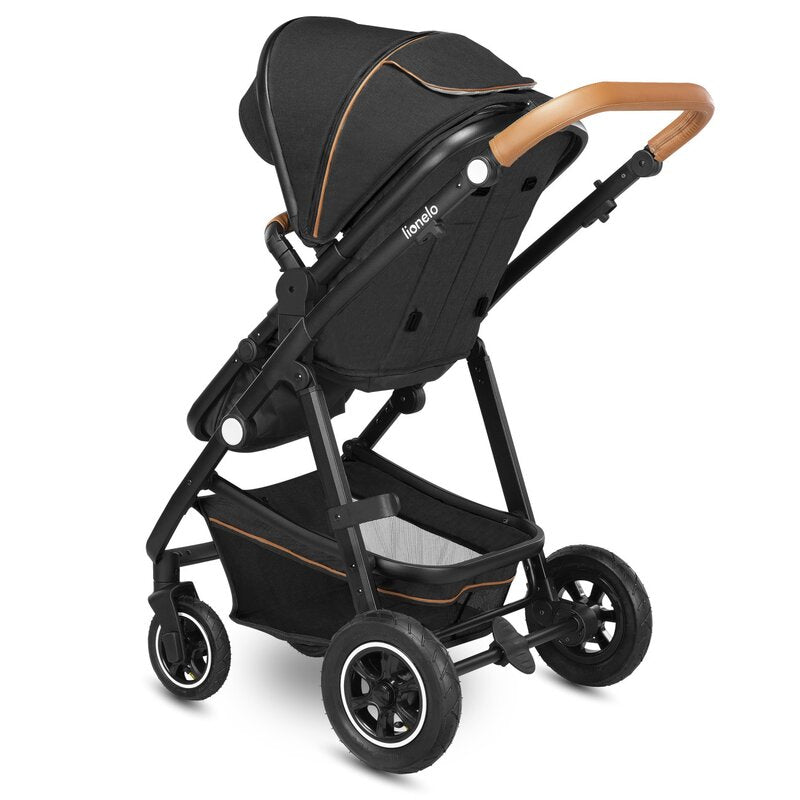 Carucior 3 in 1, Lionelo, Amber, Cadru aluminiu, Cu landou intarit si salteluta moale, Cu scoica auto testata ADAC, Reversibil, Cu accesorii, Geanta parinti, Pana la 22 kg, Gri Inchis - gogobaby.ro