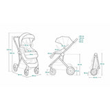 Carucior 3 in 1, Lionelo, Amber, Cadru aluminiu, Cu landou intarit si salteluta moale, Cu scoica auto testata ADAC, Reversibil, Cu accesorii, Geanta parinti, Pana la 22 kg, Gri Inchis
