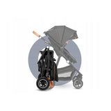 Carucior 3 in 1, Lionelo, Amber, Cadru aluminiu, Cu landou intarit si salteluta moale, Cu scoica auto testata ADAC, Reversibil, Cu accesorii, Geanta parinti, Pana la 22 kg, Gri Inchis