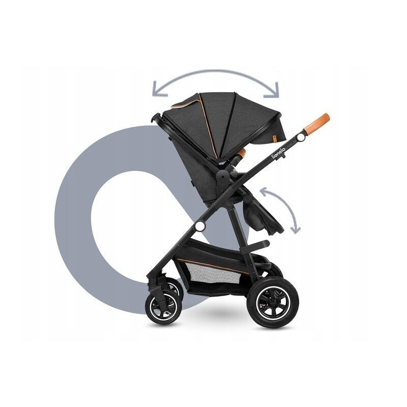 Carucior 3 in 1, Lionelo, Amber, Cadru aluminiu, Cu landou intarit si salteluta moale, Cu scoica auto testata ADAC, Reversibil, Cu accesorii, Geanta parinti, Pana la 22 kg, Gri Inchis - gogobaby.ro