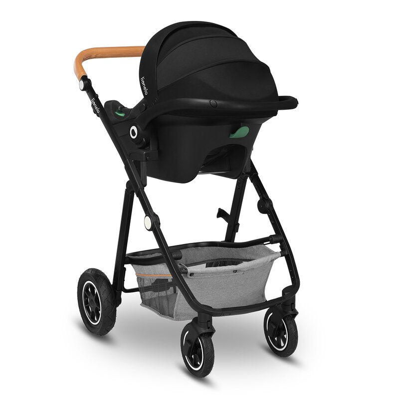 Carucior 3 in 1 Lionelo Amber, Cadru din aluminiu, Landou confortabil, Scaun auto testat ADAC, Accesorii incluse, Geanta parinti, pana la 22 kg, Certificat EN1888, Gri Deschis - gogobaby.ro