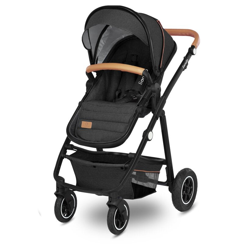 Carucior 3 in 1, Lionelo, Amber, Cadru aluminiu, Cu landou intarit si salteluta moale, Cu scoica auto testata ADAC, Reversibil, Cu accesorii, Geanta parinti, Pana la 22 kg, Gri Inchis - gogobaby.ro