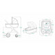 Carucior 3 in 1 Lionelo Amber, Cadru din aluminiu, Landou confortabil, Scaun auto testat ADAC, Accesorii incluse, Geanta parinti, pana la 22 kg, Certificat EN1888, Gri Deschis