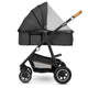 Carucior 3 in 1, Lionelo, Amber, Cadru aluminiu, Cu landou intarit si salteluta moale, Cu scoica auto testata ADAC, Reversibil, Cu accesorii, Geanta parinti, Pana la 22 kg, Gri Inchis