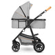 Carucior 3 in 1 Lionelo Amber, Cadru din aluminiu, Landou confortabil, Scaun auto testat ADAC, Accesorii incluse, Geanta parinti, pana la 22 kg, Certificat EN1888, Gri Deschis