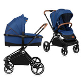 Carucior 2 in 1, Lionelo, Mika, Cadru din aluminiu, Cu landou intarit si salteluta moale, Reversibil, Maner ajustabil, Plasa de tantari, Husa de ploaie, de picioare, 22 kg, Conform cu standardele europene de securitate EN1888-1 EN1888-2, EN1466, Albastru
