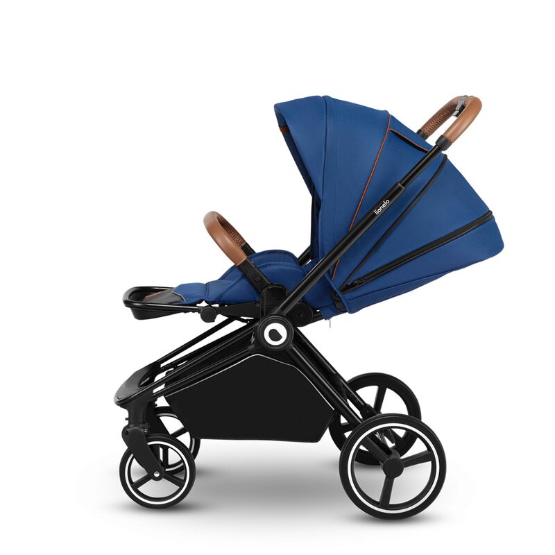 Carucior 2 in 1, Lionelo, Mika, Cadru din aluminiu, Cu landou intarit si salteluta moale, Reversibil, Maner ajustabil, Plasa de tantari, Husa de ploaie, de picioare, 22 kg, Conform cu standardele europene de securitate EN1888-1 EN1888-2, EN1466, Albastru