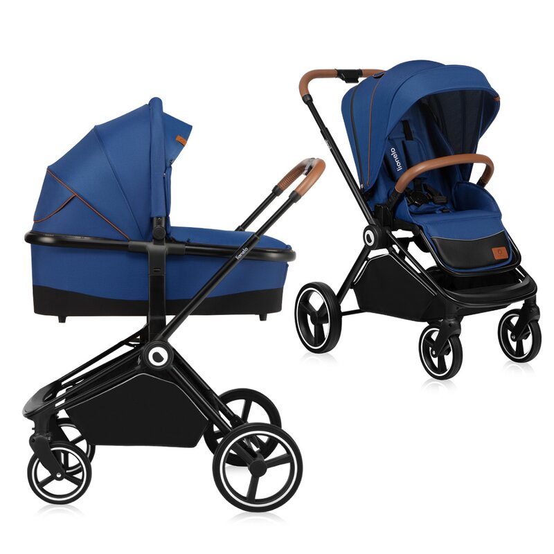 Carucior 2 in 1, Lionelo, Mika, Cadru din aluminiu, Cu landou intarit si salteluta moale, Reversibil, Maner ajustabil, Plasa de tantari, Husa de ploaie, de picioare, 22 kg, Conform cu standardele europene de securitate EN1888-1 EN1888-2, EN1466, Albastru - gogobaby.ro