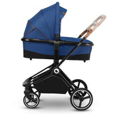 Carucior 2 in 1, Lionelo, Mika, Cadru din aluminiu, Cu landou intarit si salteluta moale, Reversibil, Maner ajustabil, Plasa de tantari, Husa de ploaie, de picioare, 22 kg, Conform cu standardele europene de securitate EN1888-1 EN1888-2, EN1466, Albastru