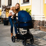 Carucior 2 in 1, Lionelo, Mika, Cadru din aluminiu, Cu landou intarit si salteluta moale, Reversibil, Maner ajustabil, Plasa de tantari, Husa de ploaie, de picioare, 22 kg, Conform cu standardele europene de securitate EN1888-1 EN1888-2, EN1466, Albastru