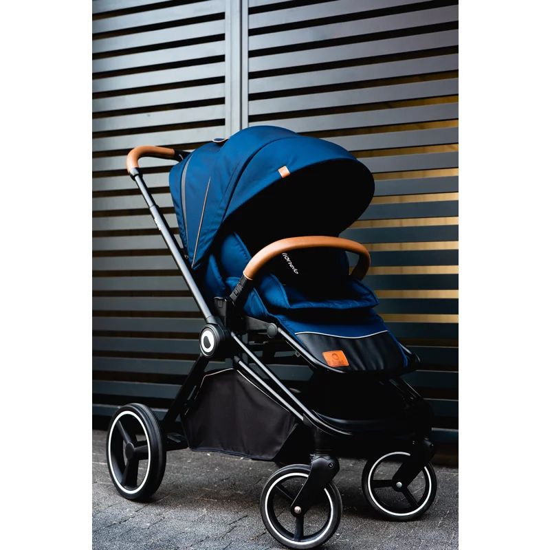 Carucior 2 in 1, Lionelo, Mika, Cadru din aluminiu, Cu landou intarit si salteluta moale, Reversibil, Maner ajustabil, Plasa de tantari, Husa de ploaie, de picioare, 22 kg, Conform cu standardele europene de securitate EN1888-1 EN1888-2, EN1466, Albastru