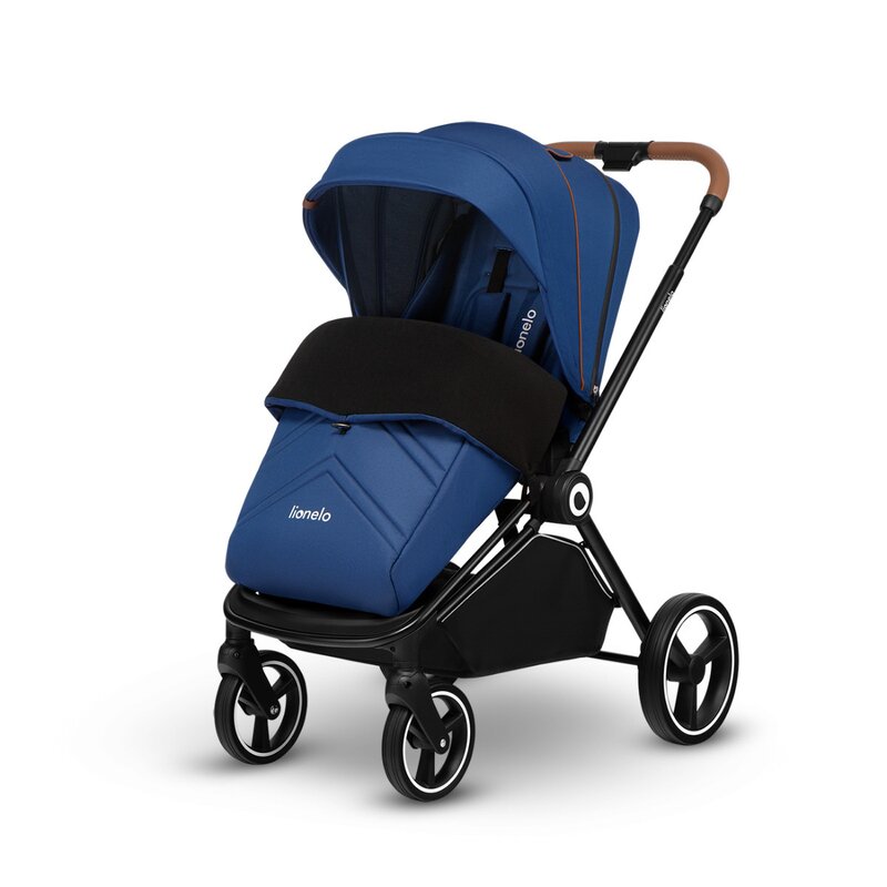 Carucior 2 in 1, Lionelo, Mika, Cadru din aluminiu, Cu landou intarit si salteluta moale, Reversibil, Maner ajustabil, Plasa de tantari, Husa de ploaie, de picioare, 22 kg, Conform cu standardele europene de securitate EN1888-1 EN1888-2, EN1466, Albastru