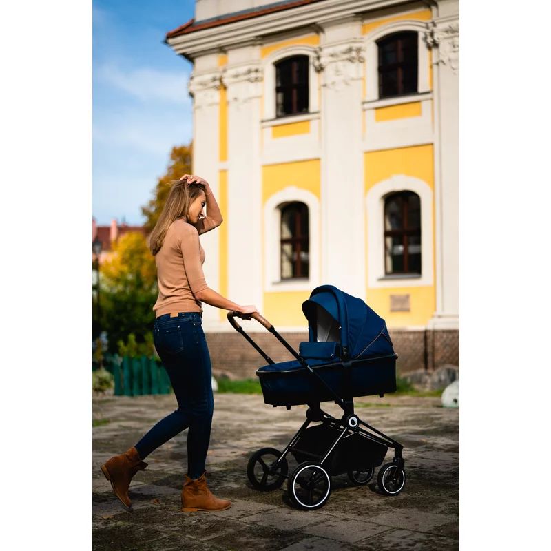 Carucior 2 in 1, Lionelo, Mika, Cadru din aluminiu, Cu landou intarit si salteluta moale, Reversibil, Maner ajustabil, Plasa de tantari, Husa de ploaie, de picioare, 22 kg, Conform cu standardele europene de securitate EN1888-1 EN1888-2, EN1466, Albastru