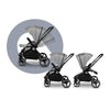 Carucior 2 in 1, Lionelo, Mika, Cadru din aluminiu, Cu landou intarit si salteluta moale, Reversibil, Maner ajustabil, Plasa de tantari, Husa de ploaie, de picioare, 22 kg, Conform cu standardele europene de securitate EN1888-1 EN1888-2, EN1466, Gri - gogobaby.ro