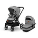 Carucior 2 in 1, Lionelo, Mika, Cadru din aluminiu, Cu landou intarit si salteluta moale, Reversibil, Maner ajustabil, Plasa de tantari, Husa de ploaie, de picioare, 22 kg, Conform cu standardele europene de securitate EN1888-1 EN1888-2, EN1466, Gri