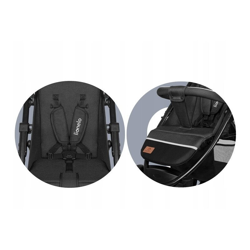 Carucior sport, Lionelo, Annet Tour Dreamin, Editie Limitata, De la nastere, Capotina impermeabila, Cu filtru UPF 50+, Cu maner reglabil, Plasa de tantari, Suport biberon, Saculet pentru picioare, Pana la 22 kg, Cu certificare TUV, Negru