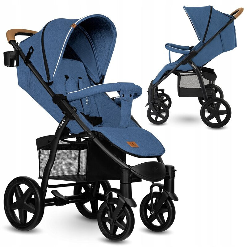 Carucior sport, Lionelo, Annet Plus, De la nastere, Cu accesorii si capotina XXL reglabila, 0 - 22 Kg, Conform cu standardele europene de securitate EN1888-1 si EN1888-2, Albastru Denim - gogobaby.ro