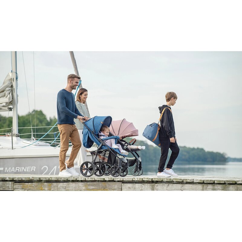 Carucior sport, Lionelo, Annet Plus, De la nastere, Cu accesorii si capotina XXL reglabila, 0 - 22 Kg, Conform cu standardele europene de securitate EN1888-1 si EN1888-2, Albastru Denim - gogobaby.ro