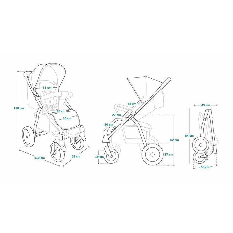 Carucior sport, Lionelo, Annet Plus, De la nastere, Cu accesorii si capotina XXL reglabila, 0 - 22 Kg, Conform cu standardele europene de securitate EN1888-1 si EN1888-2, Gri - gogobaby.ro