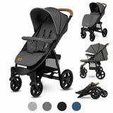 Carucior sport, Lionelo, Annet Plus, De la nastere, Cu accesorii si capotina XXL reglabila, 0 - 22 Kg, Conform cu standardele europene de securitate EN1888-1 si EN1888-2, Gri Caramel