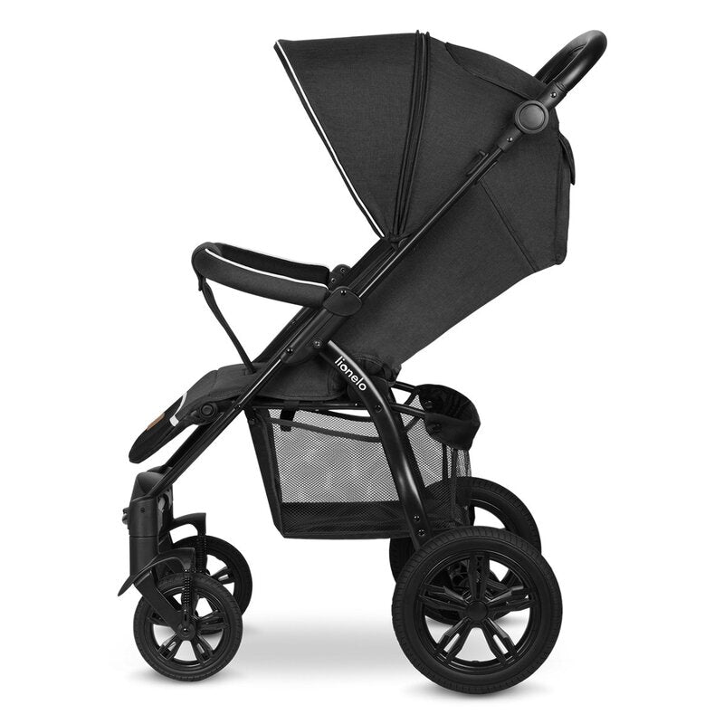 Carucior sport, Lionelo, Annet Tour, De la nastere, Cu capotina impermeabila, Cu filtru UPF 50+, Cu maner reglabil, Plasa de tantari, Suport biberon, Saculet pentru picioare, Pana la 22 kg, Cu certificare TUV, Negru - gogobaby.ro