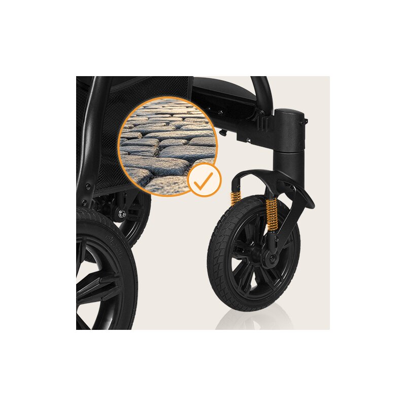 Carucior sport, Lionelo, Annet Tour, De la nastere, Cu capotina impermeabila, Cu filtru UPF 50+, Cu maner reglabil, Plasa de tantari, Suport biberon, Saculet pentru picioare, Pana la 22 kg, Cu certificare TUV, Negru