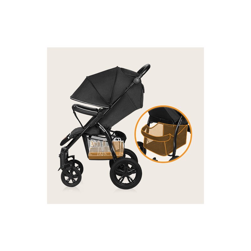 Carucior sport, Lionelo, Annet Tour, De la nastere, Cu capotina impermeabila, Cu filtru UPF 50+, Cu maner reglabil, Plasa de tantari, Suport biberon, Saculet pentru picioare, Pana la 22 kg, Cu certificare TUV, Negru