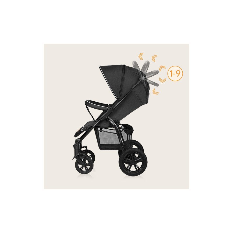 Carucior sport, Lionelo, Annet Tour, De la nastere, Cu capotina impermeabila, Cu filtru UPF 50+, Cu maner reglabil, Plasa de tantari, Suport biberon, Saculet pentru picioare, Pana la 22 kg, Cu certificare TUV, Negru
