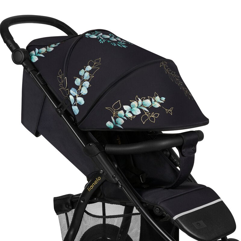 Carucior sport, Lionelo, Annet Tour Golden Moments, Editie Limitata, 0 luni+, Capotina impermeabila UPF 50+, Maner reglabil, Plasa de tantari, Suport biberon, Saculet pentru picioare, Pana la 22 kg, Certificare TUV, Negru