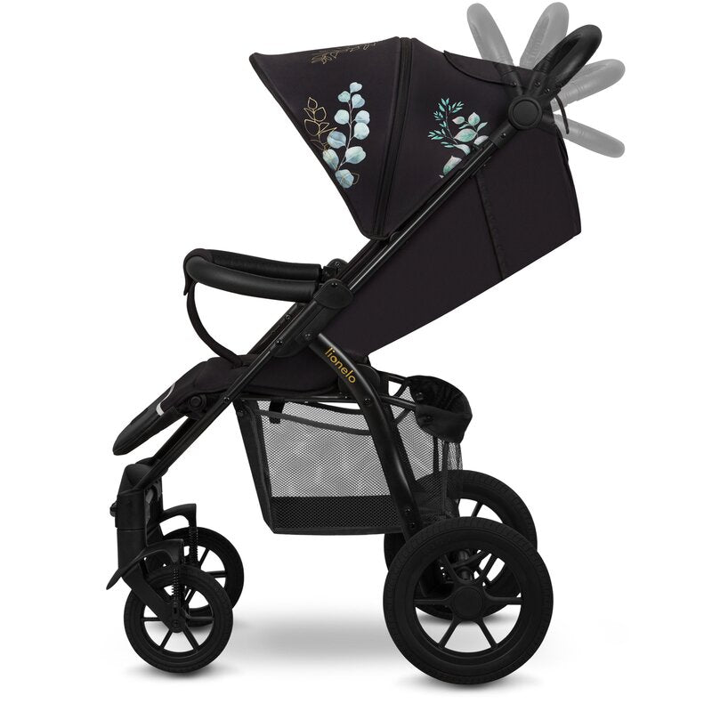 Carucior sport, Lionelo, Annet Tour Golden Moments, Editie Limitata, 0 luni+, Capotina impermeabila UPF 50+, Maner reglabil, Plasa de tantari, Suport biberon, Saculet pentru picioare, Pana la 22 kg, Certificare TUV, Negru