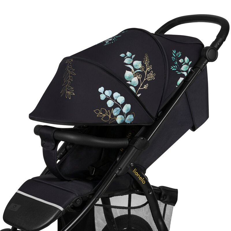 Carucior sport, Lionelo, Annet Tour Golden Moments, Editie Limitata, 0 luni+, Capotina impermeabila UPF 50+, Maner reglabil, Plasa de tantari, Suport biberon, Saculet pentru picioare, Pana la 22 kg, Certificare TUV, Negru - gogobaby.ro