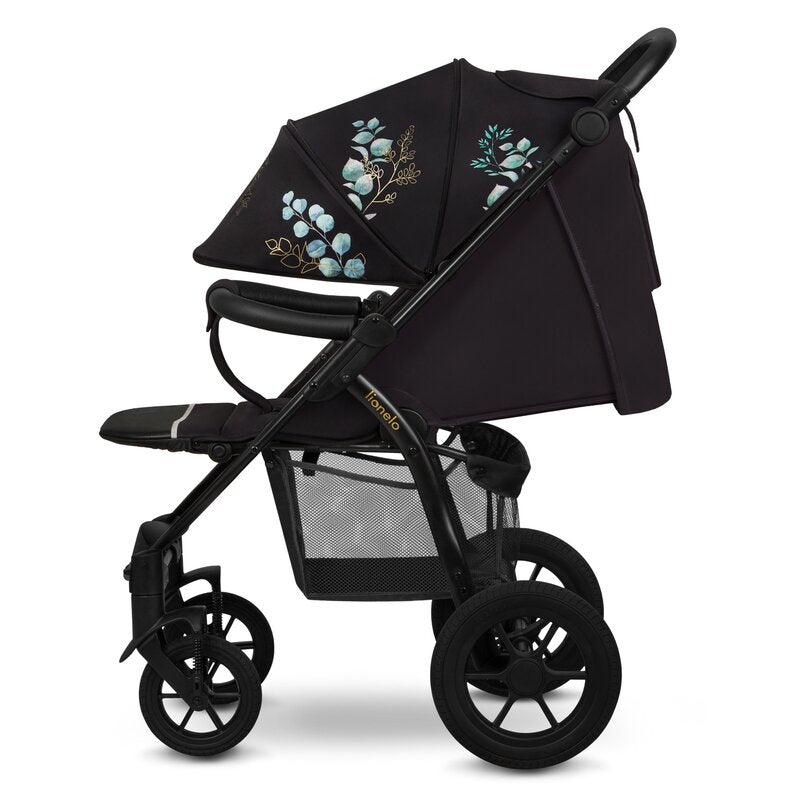 Carucior sport, Lionelo, Annet Tour Golden Moments, Editie Limitata, 0 luni+, Capotina impermeabila UPF 50+, Maner reglabil, Plasa de tantari, Suport biberon, Saculet pentru picioare, Pana la 22 kg, Certificare TUV, Negru