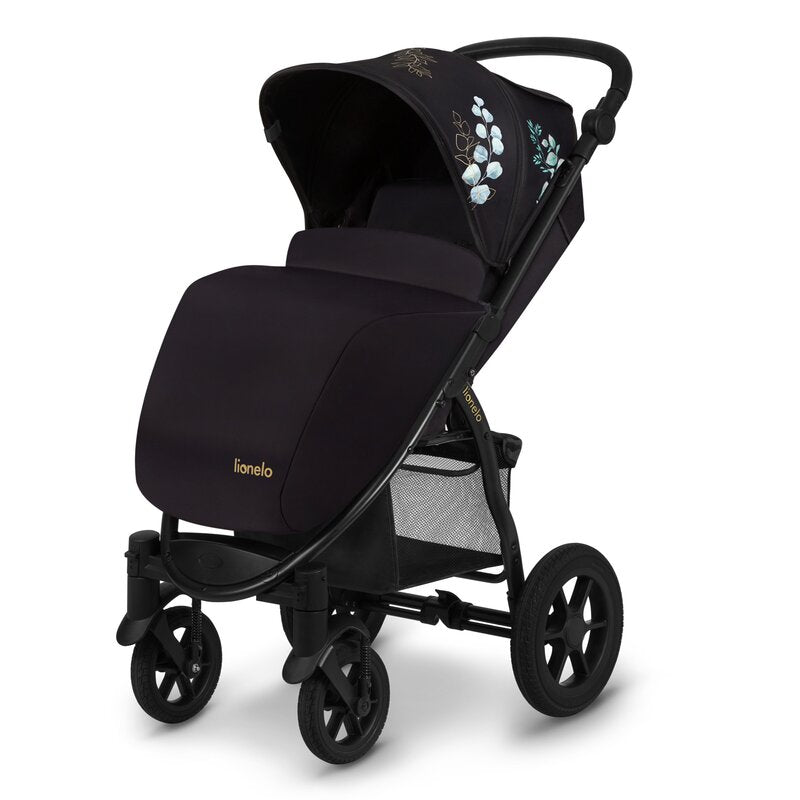 Carucior sport, Lionelo, Annet Tour Golden Moments, Editie Limitata, 0 luni+, Capotina impermeabila UPF 50+, Maner reglabil, Plasa de tantari, Suport biberon, Saculet pentru picioare, Pana la 22 kg, Certificare TUV, Negru