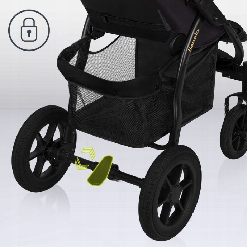 Carucior sport, Lionelo, Annet Tour Golden Moments, Editie Limitata, 0 luni+, Capotina impermeabila UPF 50+, Maner reglabil, Plasa de tantari, Suport biberon, Saculet pentru picioare, Pana la 22 kg, Certificare TUV, Negru - gogobaby.ro