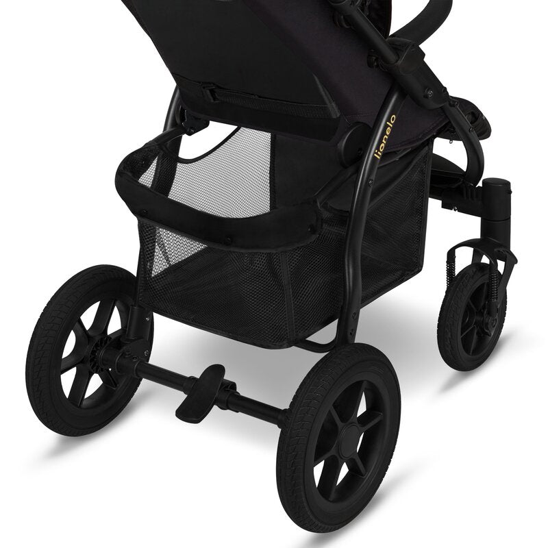 Carucior sport, Lionelo, Annet Tour Golden Moments, Editie Limitata, 0 luni+, Capotina impermeabila UPF 50+, Maner reglabil, Plasa de tantari, Suport biberon, Saculet pentru picioare, Pana la 22 kg, Certificare TUV, Negru