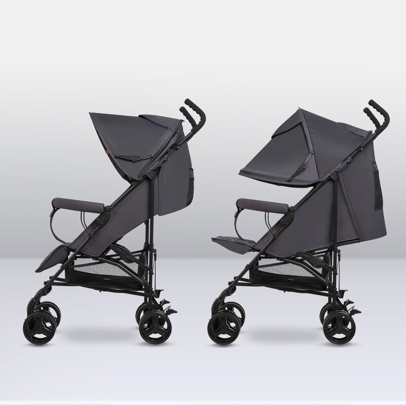 Carucior sport, Lionelo, Elia, Cu plasa de tantari, Suport de picioare reglabil, Spatar ajustabil in 4 pozitii, Capotina XXL, Pliere tip umbrela, Capacitate 15 kg, 6 luni+, EN 1888, Model papadie, Gri
