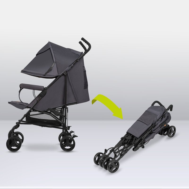 Carucior sport, Lionelo, Elia, Cu plasa de tantari, Suport de picioare reglabil, Spatar ajustabil in 4 pozitii, Capotina XXL, Pliere tip umbrela, Capacitate 15 kg, 6 luni+, EN 1888, Model papadie, Gri