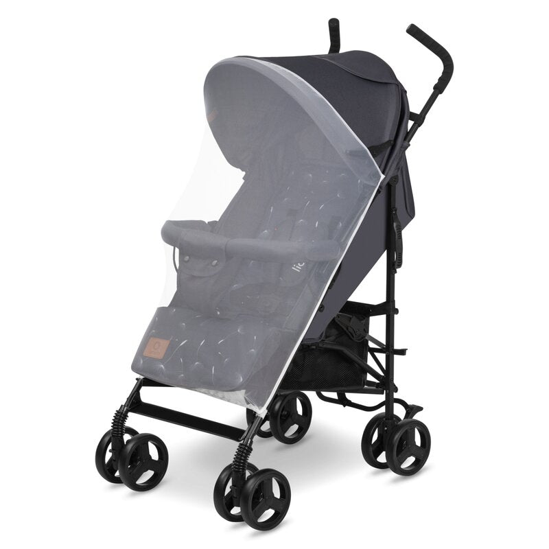 Carucior sport, Lionelo, Elia, Cu plasa de tantari, Suport de picioare reglabil, Spatar ajustabil in 4 pozitii, Capotina XXL, Pliere tip umbrela, Capacitate 15 kg, 6 luni+, EN 1888, Model papadie, Gri