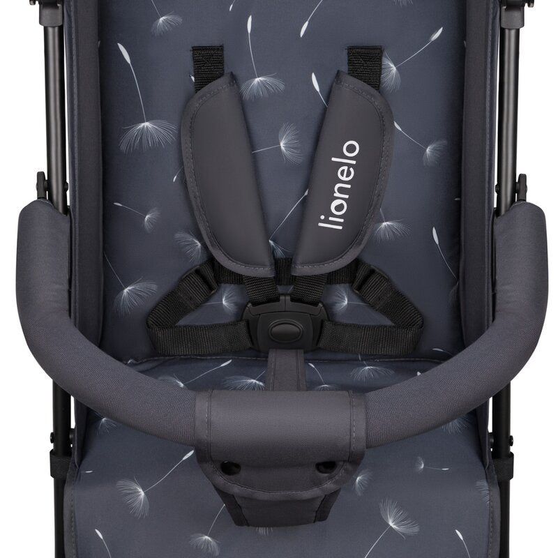 Carucior sport, Lionelo, Elia, Cu plasa de tantari, Suport de picioare reglabil, Spatar ajustabil in 4 pozitii, Capotina XXL, Pliere tip umbrela, Capacitate 15 kg, 6 luni+, EN 1888, Model papadie, Gri