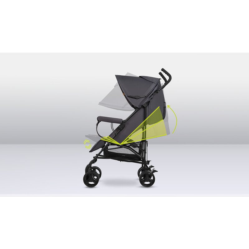 Carucior sport, Lionelo, Elia, Cu plasa de tantari, Suport de picioare reglabil, Spatar ajustabil in 4 pozitii, Capotina XXL, Pliere tip umbrela, Capacitate 15 kg, 6 luni+, EN 1888, Model papadie, Gri