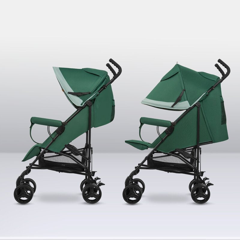 Carucior sport, Lionelo, Elia, Cu plasa de tantari, Suport de picioare reglabil, Spatar ajustabil in 4 pozitii, Capotina XXL, Pliere tip umbrela, Capacitate 15 kg, 6 luni+, EN 1888, Verde