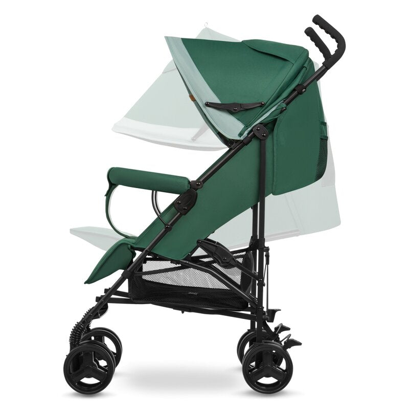 Carucior sport, Lionelo, Elia, Cu plasa de tantari, Suport de picioare reglabil, Spatar ajustabil in 4 pozitii, Capotina XXL, Pliere tip umbrela, Capacitate 15 kg, 6 luni+, EN 1888, Verde